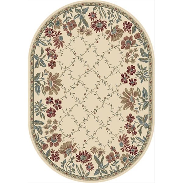 Dynamic Rugs Ancient Garden 6 ft. 7 in. x 9 ft. 6 in. Oval 57078-6464 Rug - Ivory ANOV71057084646 - main